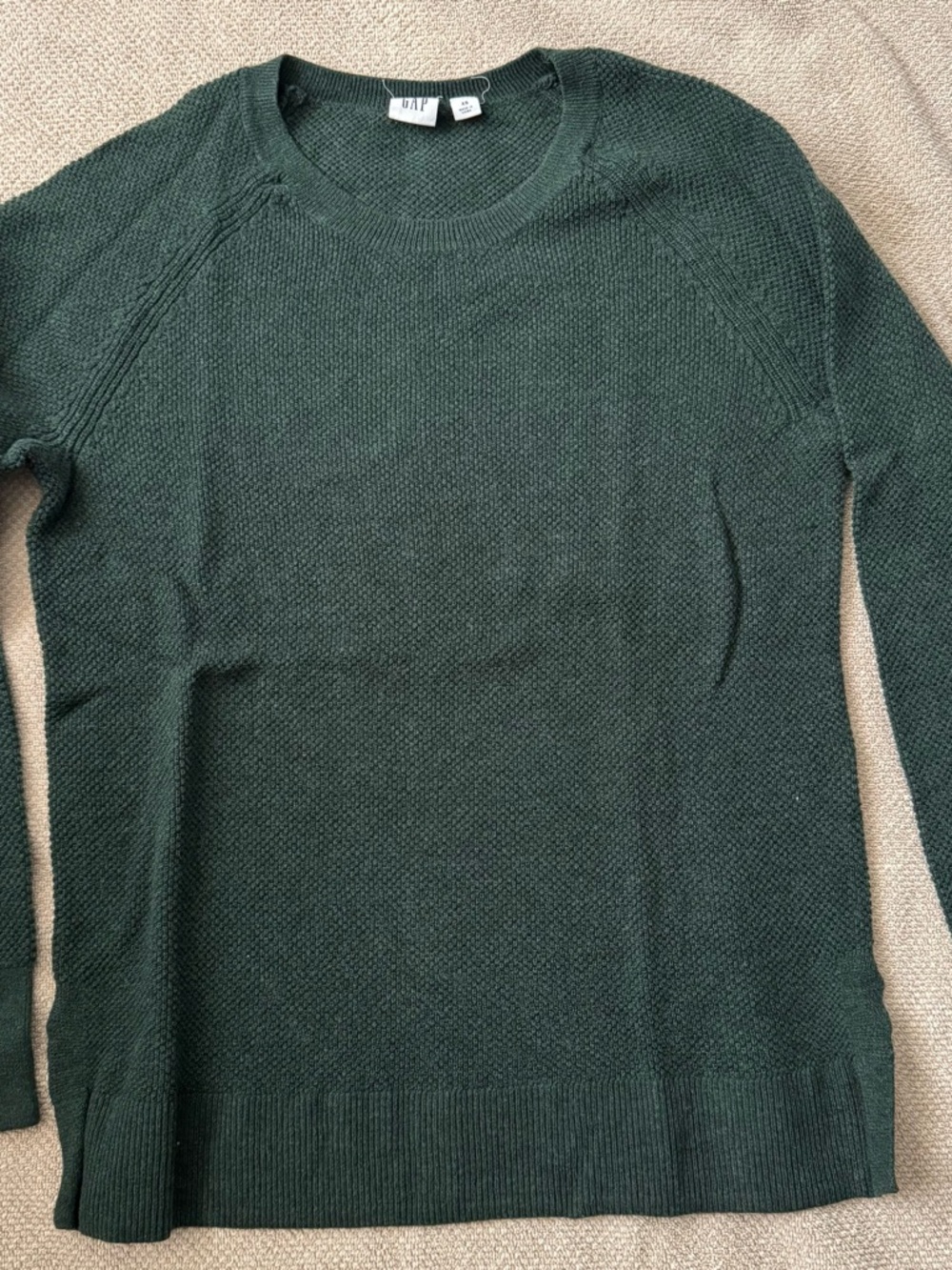 GAP Dark Green Textured Knit Crewneck